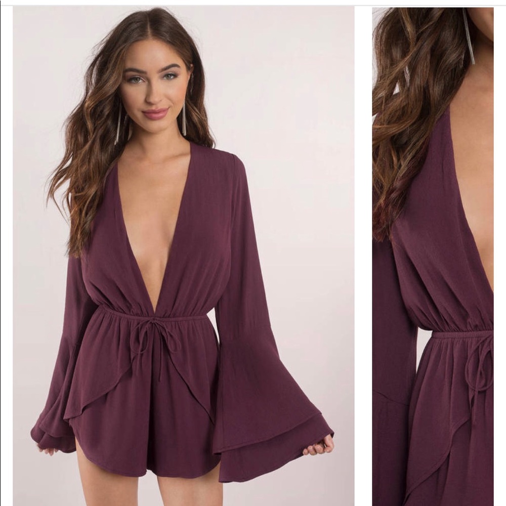Burgundy/purple ish deep v romper